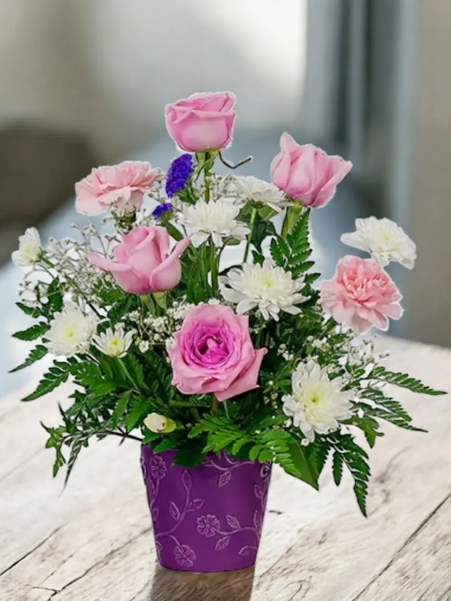 Pink Roses Pot