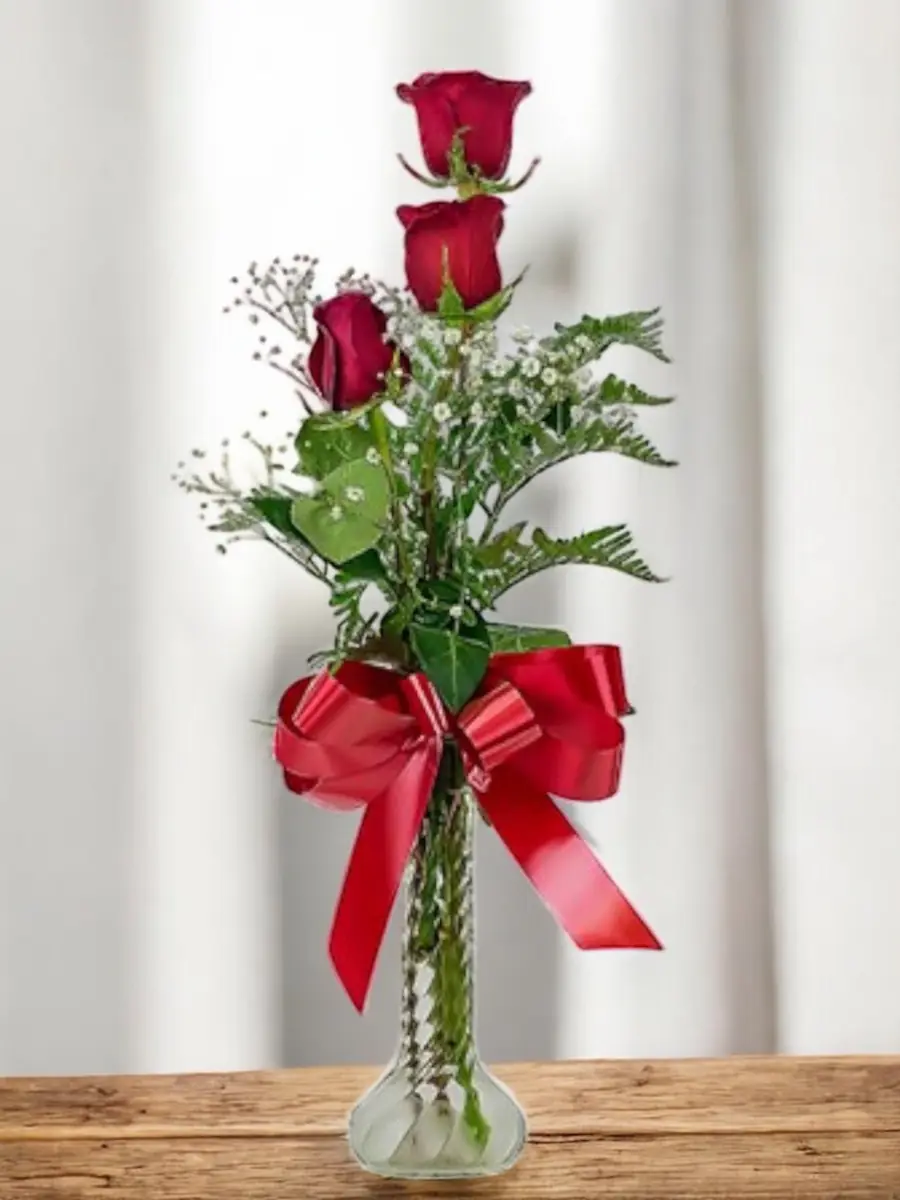 Three Roses Bud Vase